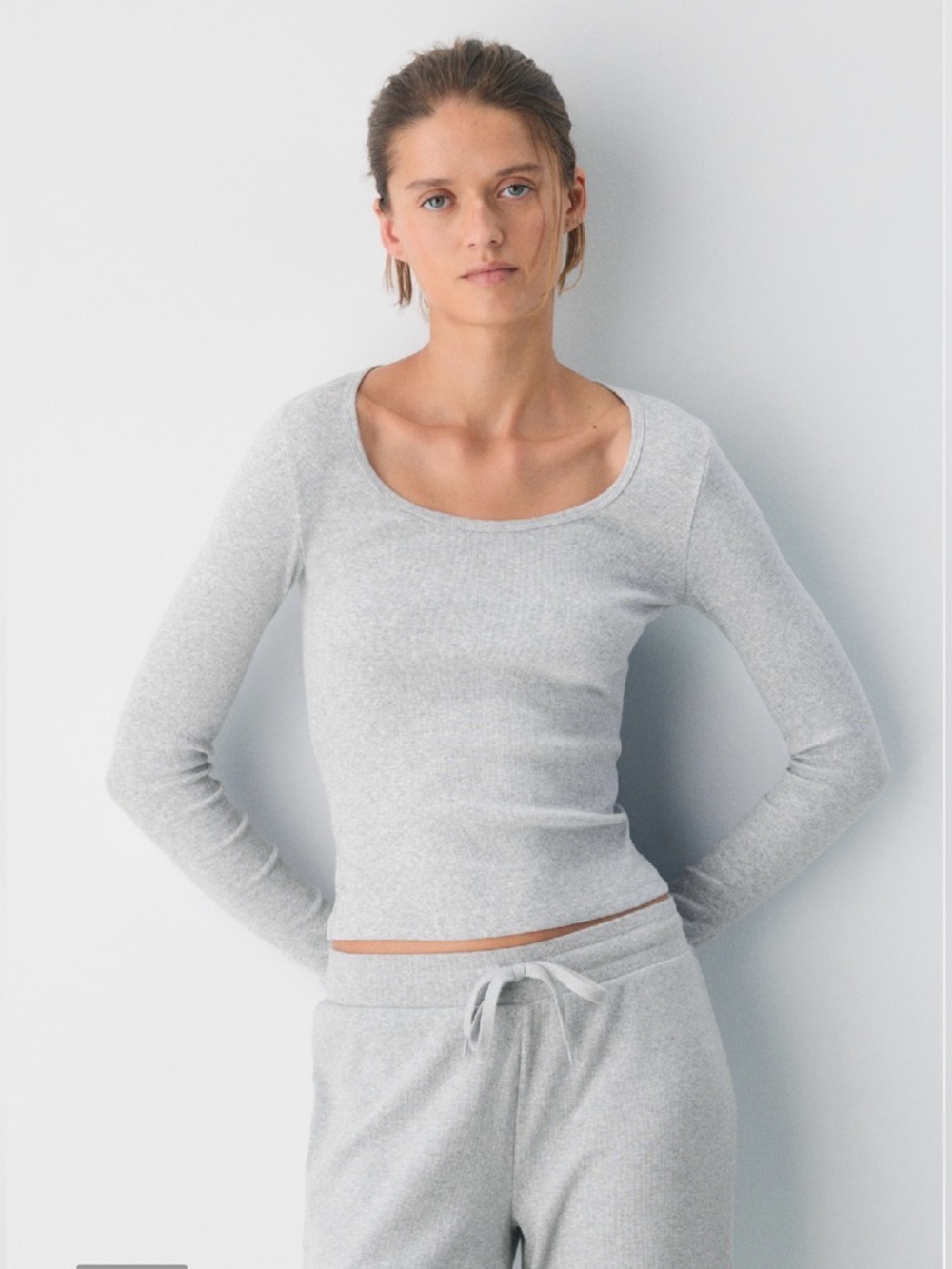 NWOT Aritzia HomeStretch Rib Equalizer Longsleeve in Heather Chrome